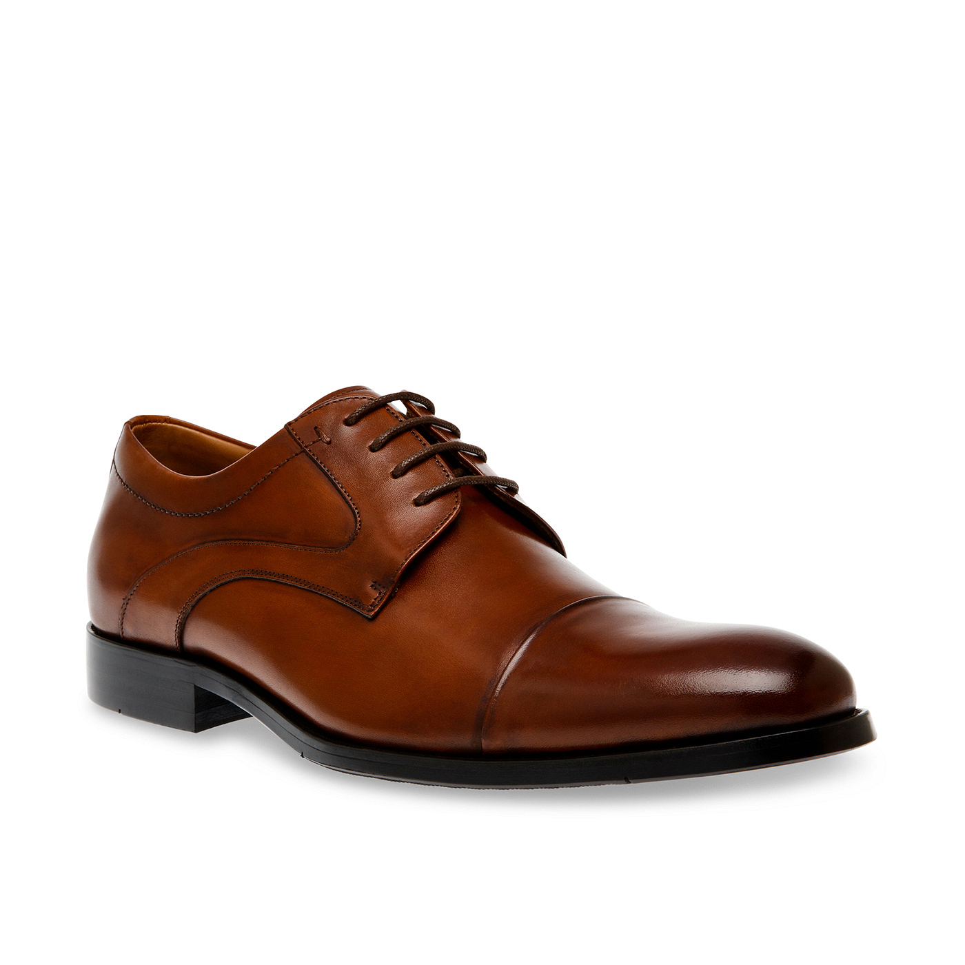 Steve Madden Two-Tone Tan and Dark Brown Cap-Toe Derbys Steve Madden Daylon Cap Toe Derby Boot in Tan | Smart Closet main image 4