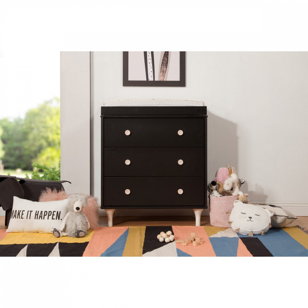 babyletto black dresser Lolly 3-Drawer Changer with Removable Changing Tray - Best Place To Buy Baby Cribs Size:US size 6 and tonal vegan leather party79 Collections – The Black