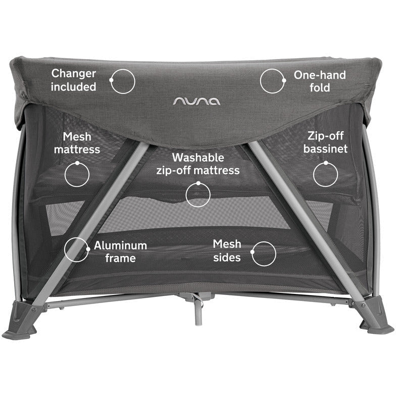 Nuna Sena Aire Playard with Zip-Off Bassinet Changer Bellini