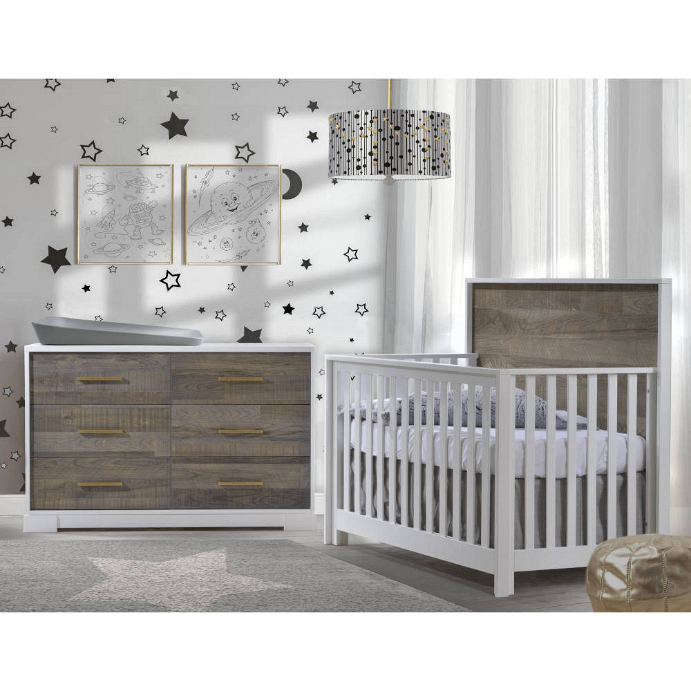 white crib brown dresser Franklin & Ben Mason 2 Piece Nursery Set