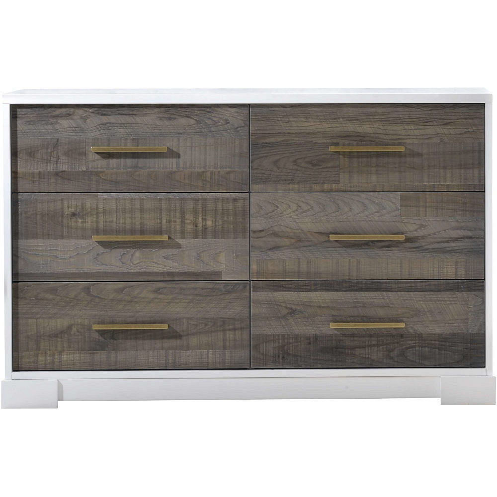 Nest Vibe Double Dresser in White/Brown Bark - Best Place To Buy Baby Cribs  | Shop Baby Furniture