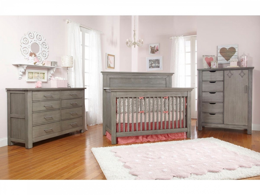 weathered grey crib