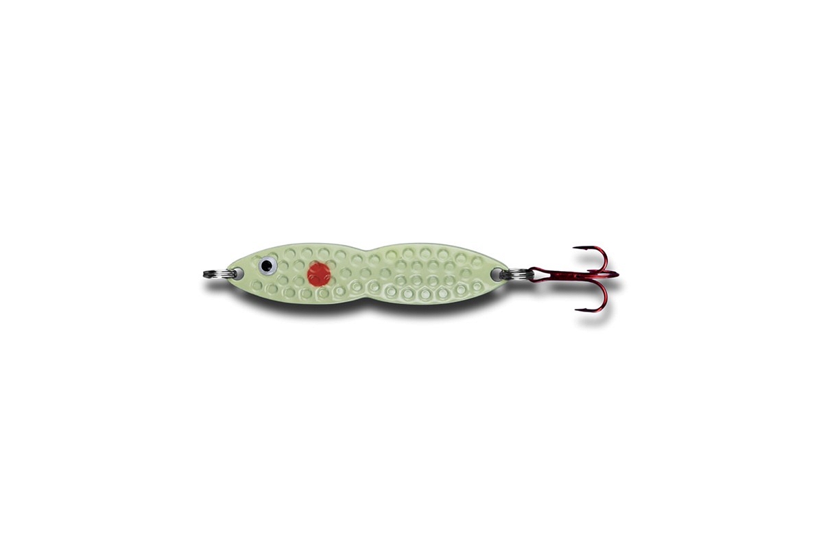Pk Lures Flutterfish Crossover Spoon Color Red Dot Glow Weight 1/2 oz