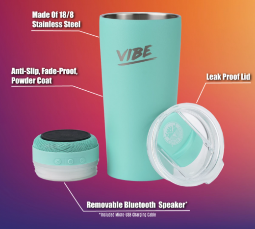 Vibe Speaker Vibe 18oz Tumbler With Bluetooth Speaker - Yellow