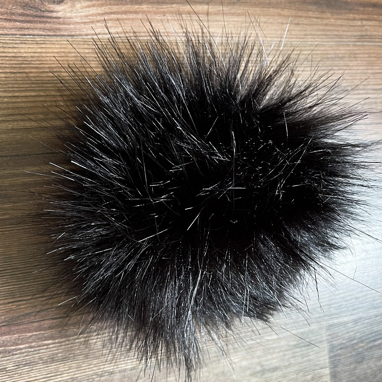 Black and white faux fur poms, Oreo pompom, Large faux fur pom, Long  pile faux fur pom